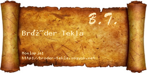 Bröder Tekla névjegykártya